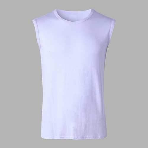 Mens Solid Color Round Neck Tank Tops