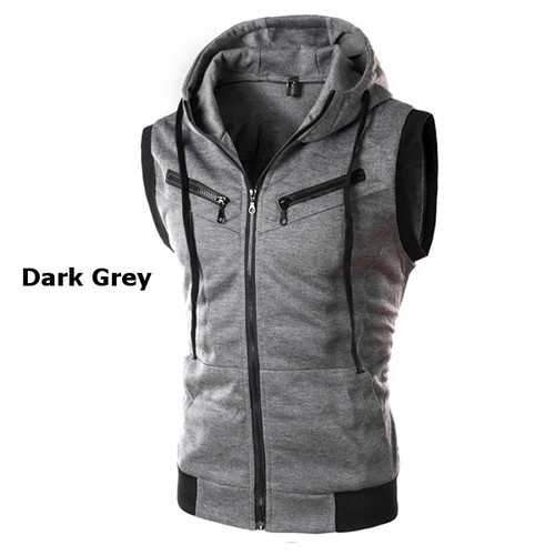 Summer Mens Casual Vest Fashion Sleeveless Vest Hooded