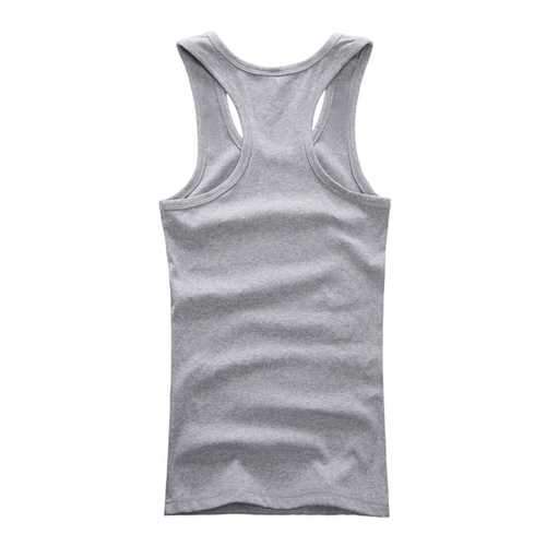 Mens Solid Color Round Neck Vest Casual Sport Summer Cotton Slim Fit Tanks Top
