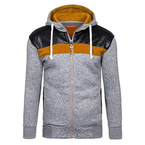 Fashion Mens Cardigan Hoodie Sweaters Casual Splicing Zipper Sport Hoodies