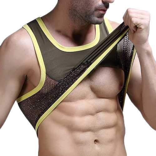 Summer Fashion Mens Sports Breathable Nets Fitness Vest Casual Thin Sleeveless Tank Tops