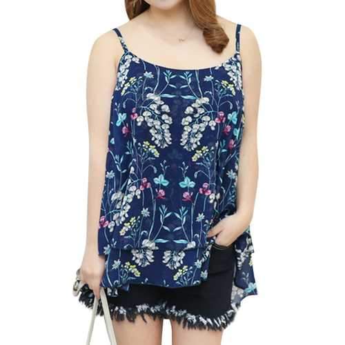 Sexy Women Floral Back Cross Strap Tank Top