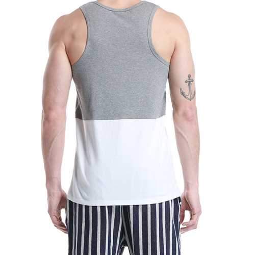 SEOBEAN New York Paris Printed Men's Vest Cotton Summer Leisure Fitness Jogging Sport Tops