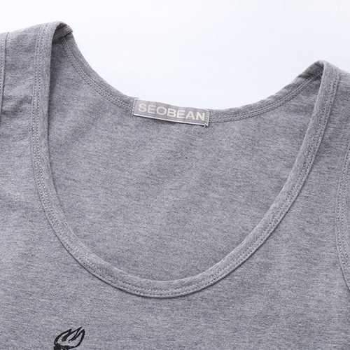 SEOBEAN New York Paris Printed Men's Vest Cotton Summer Leisure Fitness Jogging Sport Tops