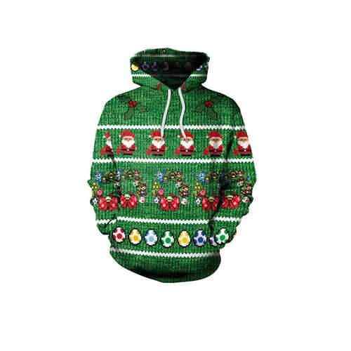 Plus Size Casual Women Santa Claus Hooded Sweatshirts