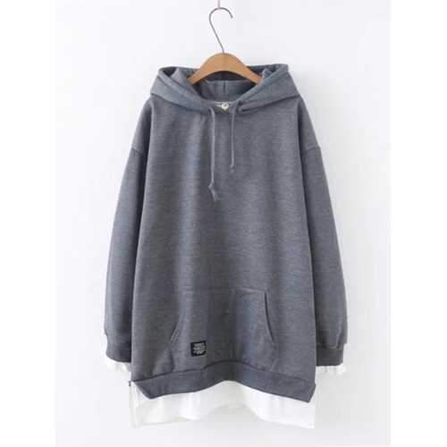 Plus Size Casual Women Fake Two Piece Sweatshirts