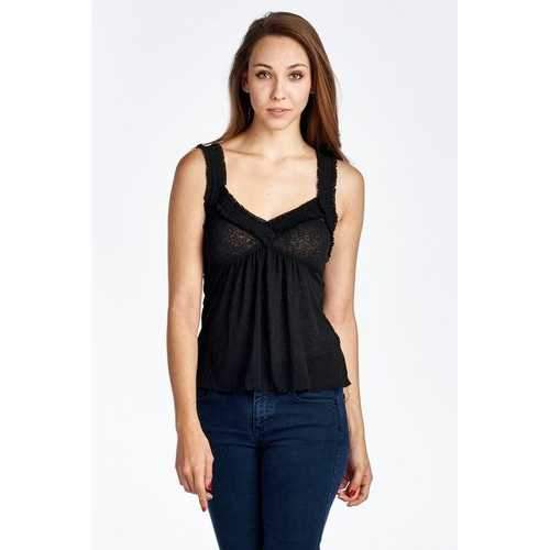 Women's Sheer Burnout V Smocked Tank