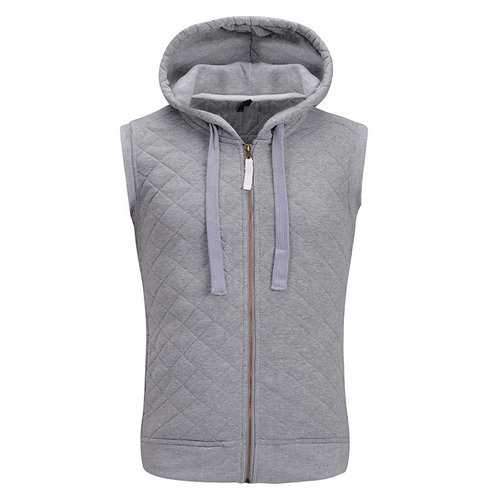 Solid Color Casual Zip Up Hooded Vest