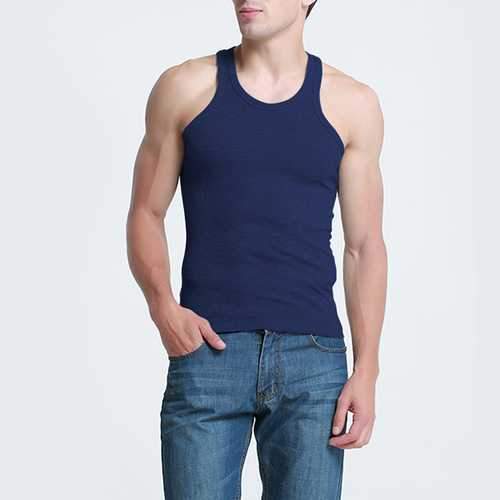 Mens Cotton Crewneck Sports Fitness Vest Casual Solid Color Slim Tank Tops