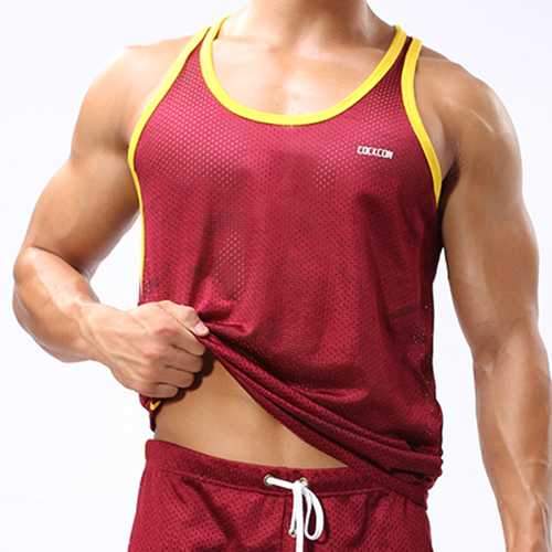 Men's Breathable Sweat Sports Vest Casual Mesh Fitness Running Athletic Tank Tops
